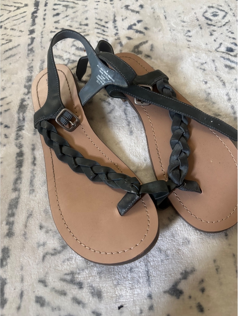 Target Black Braided T-Strap Flat Sandals